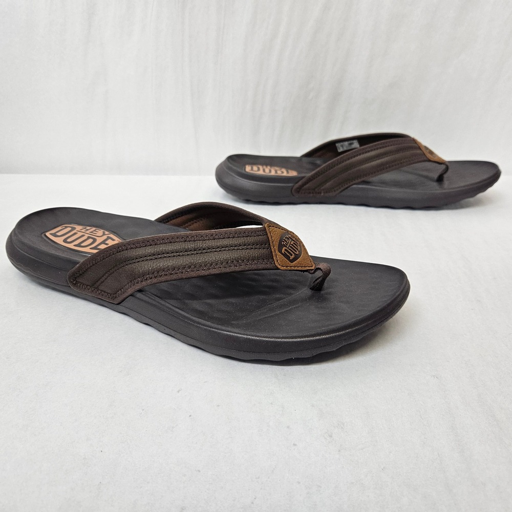 Hey Dude Myers Flip Classic Sandals Flip Flops 40721-21D Brown Mens Size 13